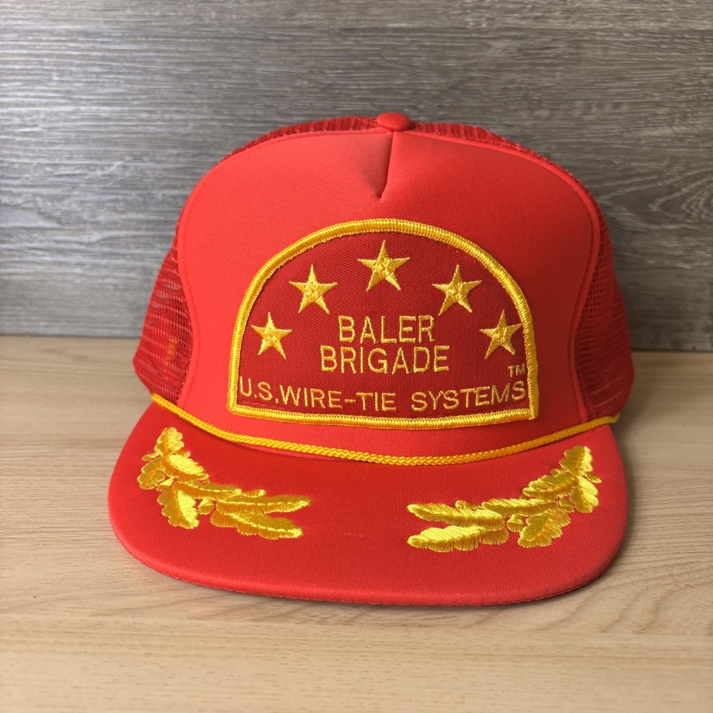 Vintage U.S. Wire Tie Systems Hat Cap Snap Back Trucker Mesh Baler Brigade 80s